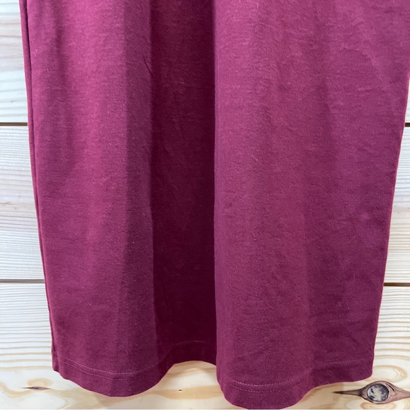 Peruvian Connection Dress Medium Burgundy LS Body Con Scoop Pima Lycra Maxi - Picture 6 of 11